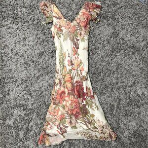 2000s Vintage Fairy Maxi Dress Flower Print Dress Size M
